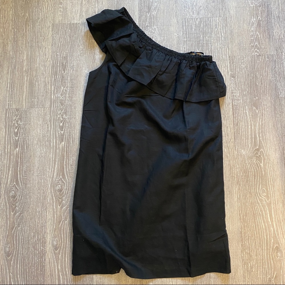JCrew One Shoulder Linen Black Dress Sz Small